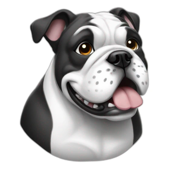 bulldog happy black and white sticker