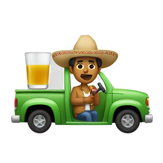Mexican drinking apple juice while driving a truck  sticker