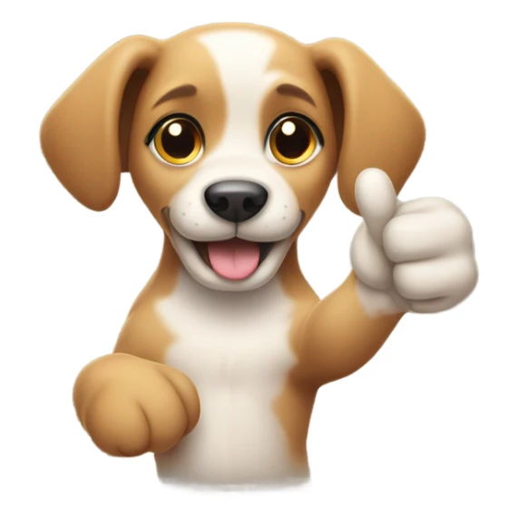 Puppy making the positive gesture with his hand sticker