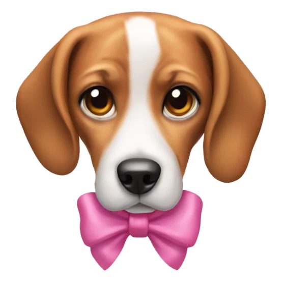 Beagle dog with a pink bow in both ears sticker