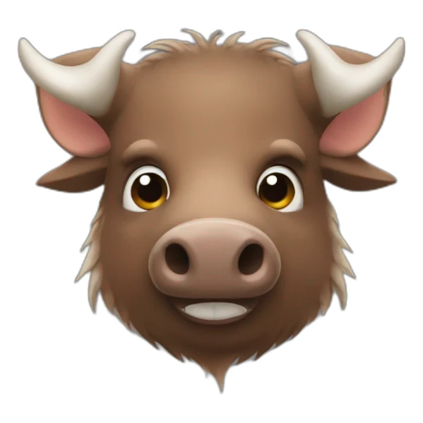 furries brown boar with white tusks sticker