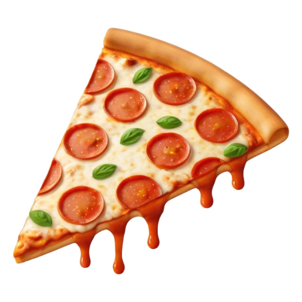 emoji of a pizza slice, fish eye lens effect sticker