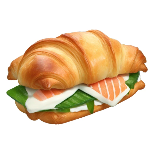 croissant sandwich with cream cheese, rocket, salmon and cucumber sticker