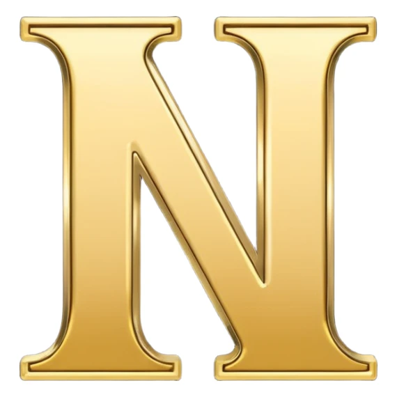 letter N in black and gold sticker