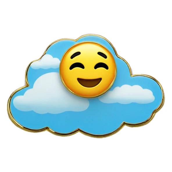 Colorful gold enamel pin sky blue background sticker