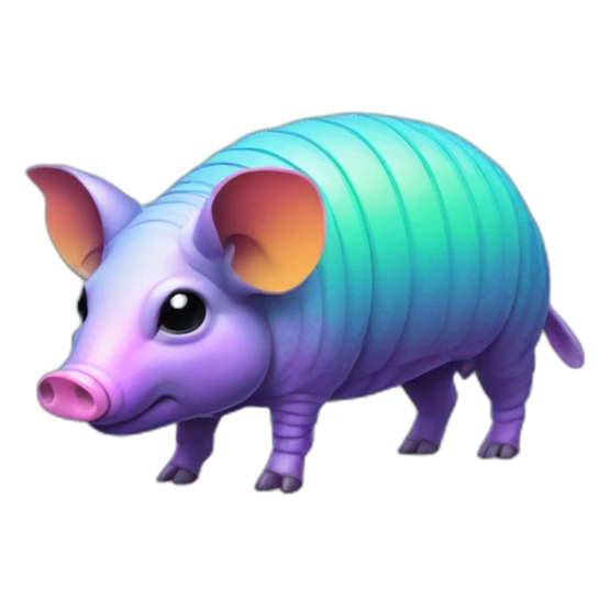 Vaporwave spotted cyan purple green orange gradient pig armadillo cow centipede insect sticker