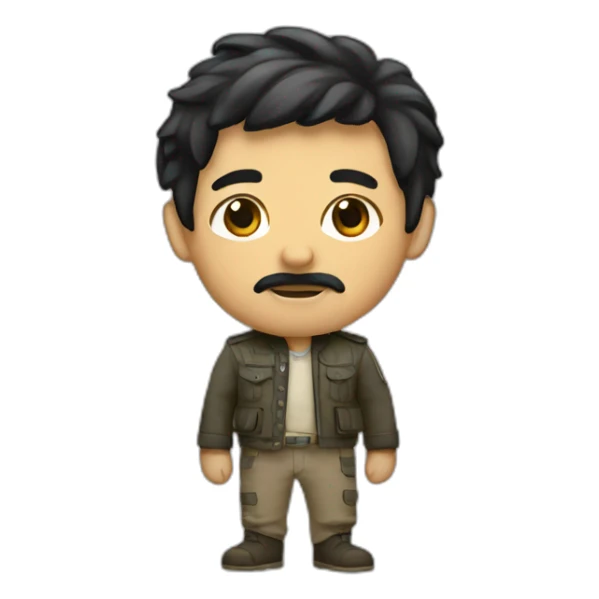 Standing sardin with black hair sticker