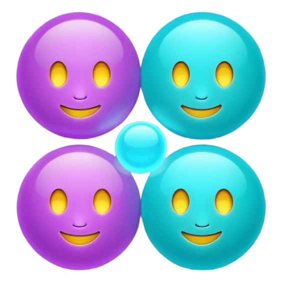 emoji icon of three glowing orbs connected by light beams forming unity, neon purple and cyan lights, dark futuristic background, 1:1

 sticker