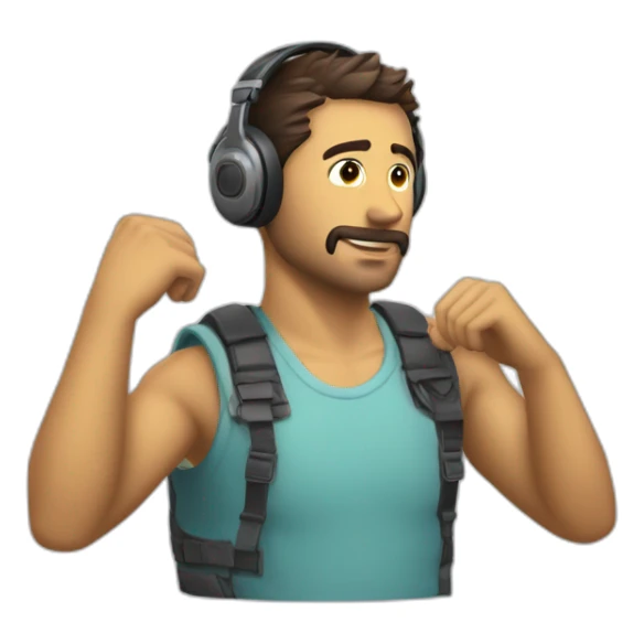 chico jugando a la consola con cascos y un mado  sticker