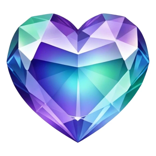 Gradient iridescent purple indigo blue cyan green crystal heart sticker