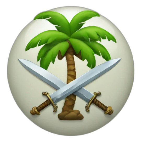 logo of two crossed swords with a palm tree in the middle sticker