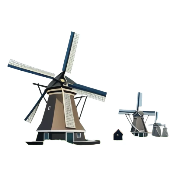 cinematic-realistic-kinderdijk-windmills-landmark-emoji,-showcasing-traditional-dutch-windmills-aligned-along-a-tranquil-canal,-with-lush-green-fields sticker