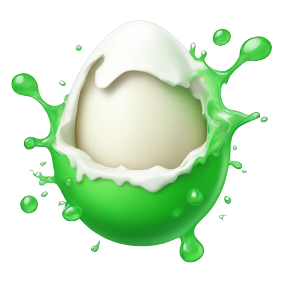 green long emoji with a eggshell white liquid bursting out of it sticker
