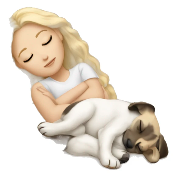 White girl blonde hair sleeping with puppy sticker