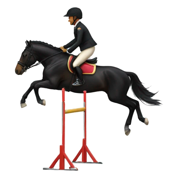 A black horse jumps with a rider sticker