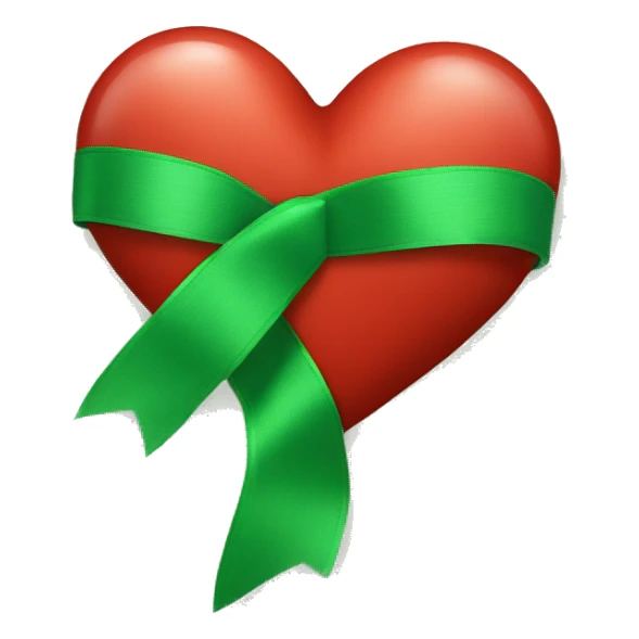 Read heart with green ribbon on top on the RED HEART sticker