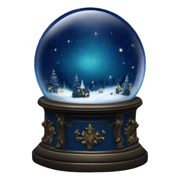 vintage dark blue rococo night sky snow globe sticker