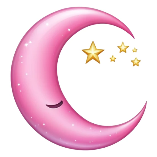 shiny pink crescent moon with sparkles sticker