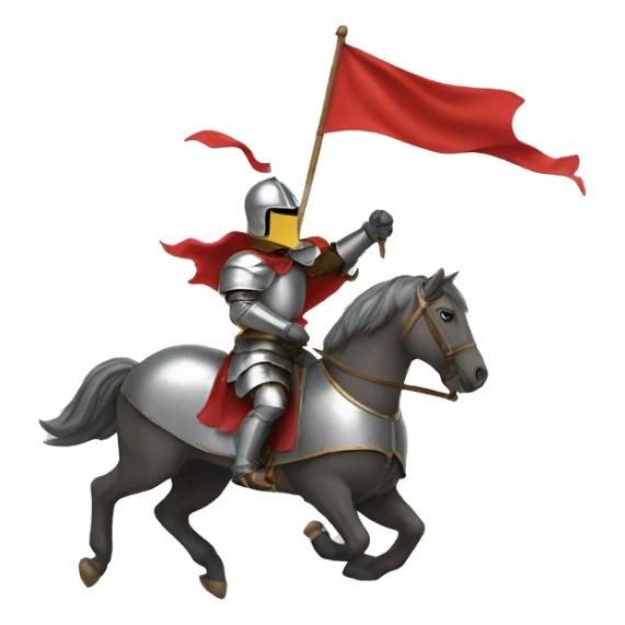 Knight on a running horse with a big flag sticker