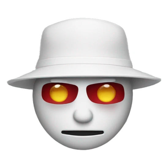 Someone wearing a MAGA hat that comes over their face and makes them a robot sticker