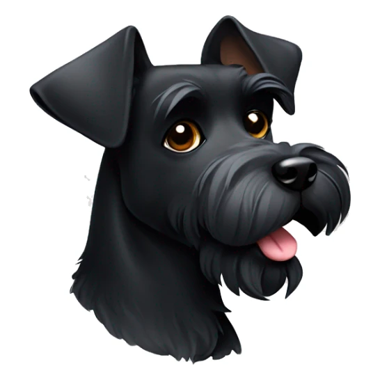 Black schnauzer with one ear up and the other one down sticker