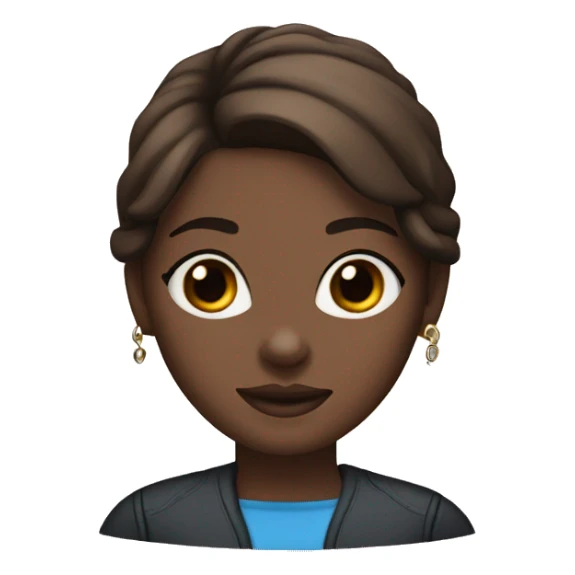 A brown haired woman with blue eyes with black pit bull sticker