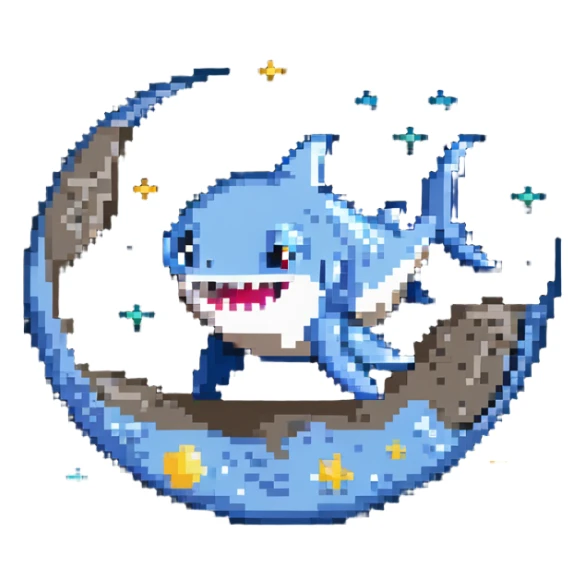Baby shark on the moon sticker