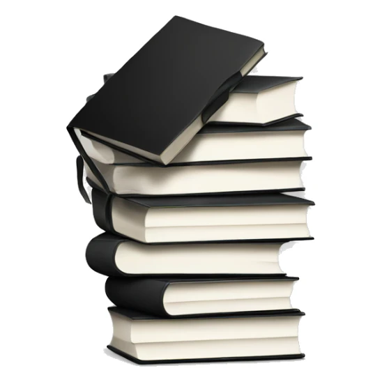 Stack of black and white books sticker