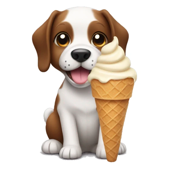 a little dog eating ice cream sticker