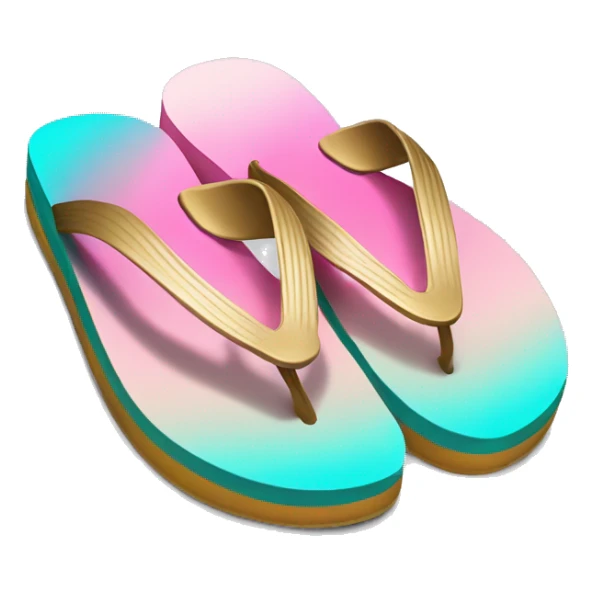 Realistic teal pink and gold ombre flip flop. sticker
