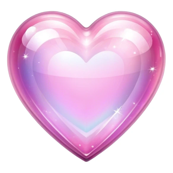 Sparkly glossy pink iridescent glass crystal clear sparkly  glass heart sticker