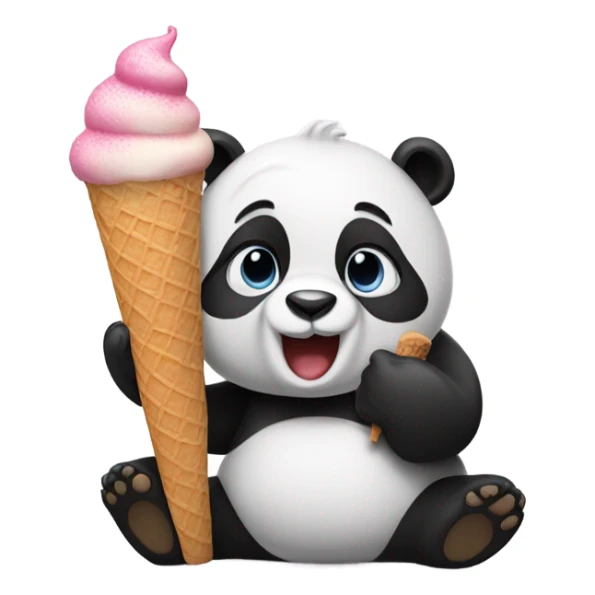 Panda eating ice cream sticker
