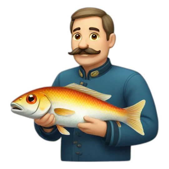 russian moustache husband with fish sticker