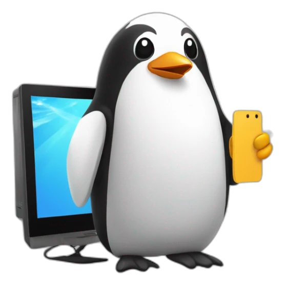 Pingouin avec un ordinateur de jeux vidéos dans les mains sticker