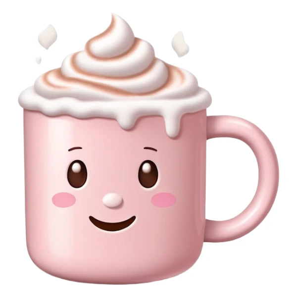 Light Pink mug of hot chocolate with marshmallows  sticker
