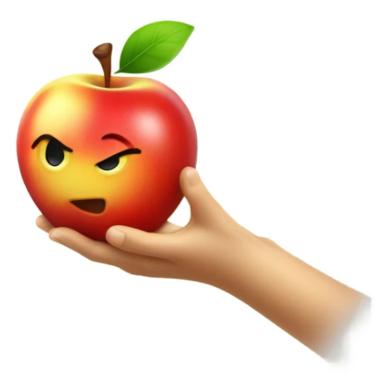 A yellow emoji hand holding a red  sticker
