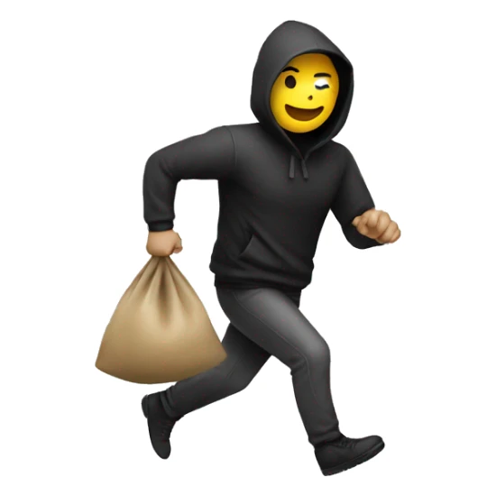 Thief in third person profile running with bag of money  sticker