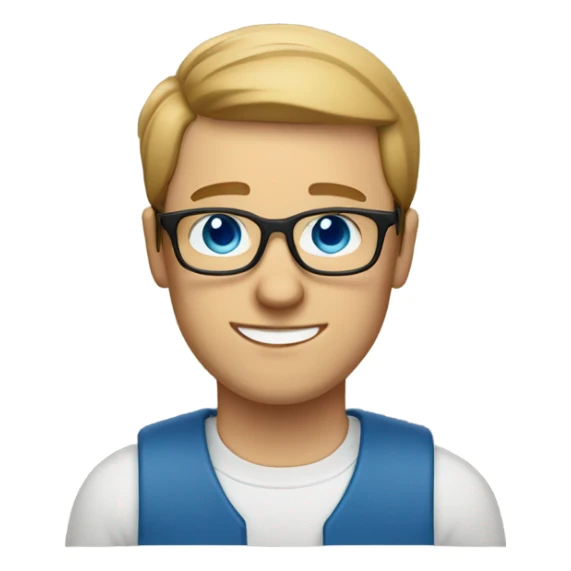  White guy with blue eyes square glasses and straight light brown  and laptop  sticker