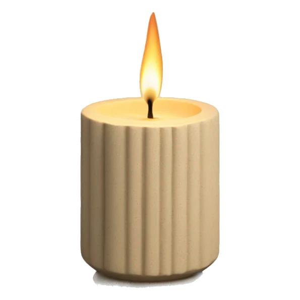 candle in beige concrete ridged vessel sticker