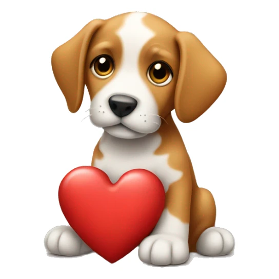 puppy holding a heart  sticker