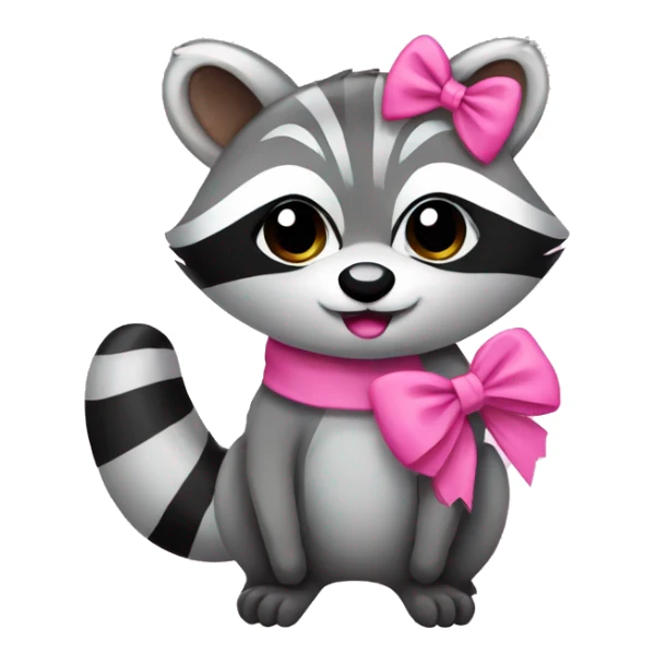 cute raccoon with a pink bow sticker