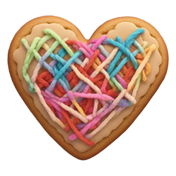 Cookie heart with yarn sticker