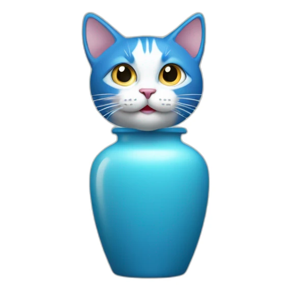 la tête d'un chat qui sort d'un vase bleu sticker