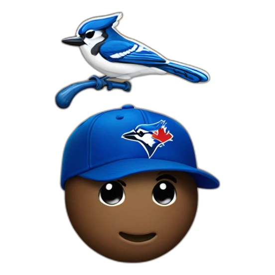 poop emoji wearing a toronto blue jays baseball cap sticker