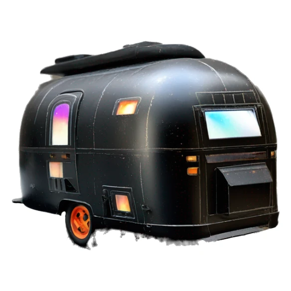 Darth Vader’s black painted airstream rc caravan rusted holographic flames  sticker