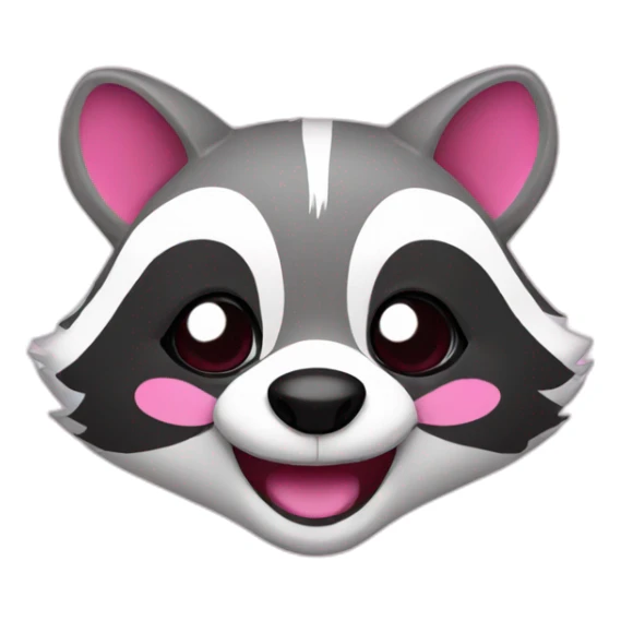Pink cheerful raccoon sticker