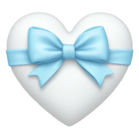 White heart with baby blue bow  sticker