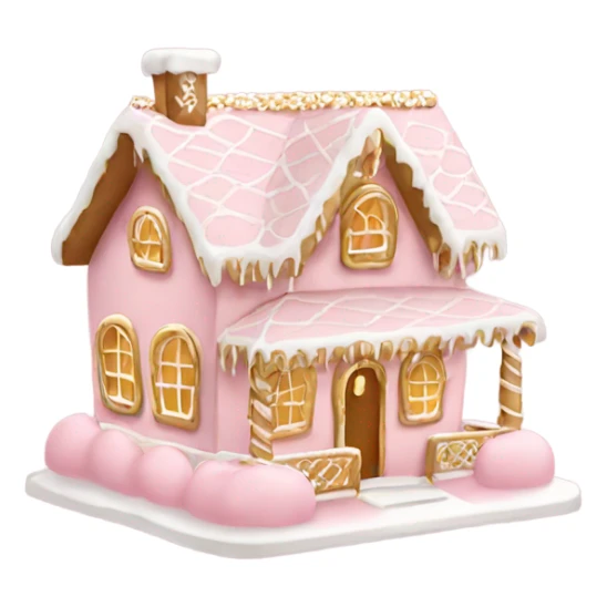 light pink and gold and white gingerbread house sticker