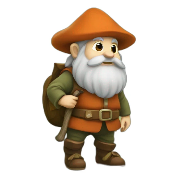 a dwarf in the woods searching for mushrooms sticker