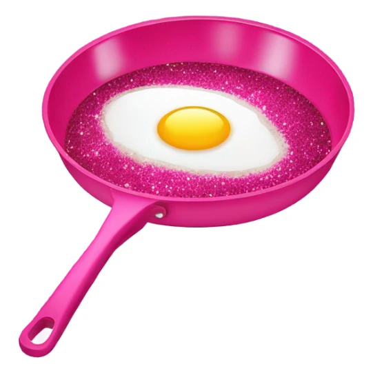 Hot pink frying pan with glitter cooking egg  sticker
